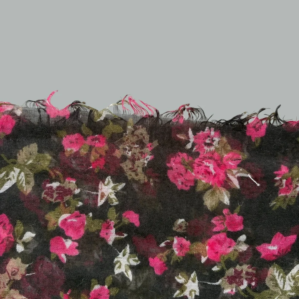 Black Pink Rose Floral Infinity Scarf